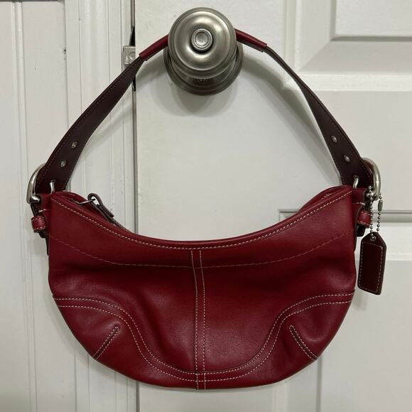 Coach Y2K 9541 Vintage Red Leather Small Mini Soho Hobo Shoulder Bag Retro - Picture 3 of 14